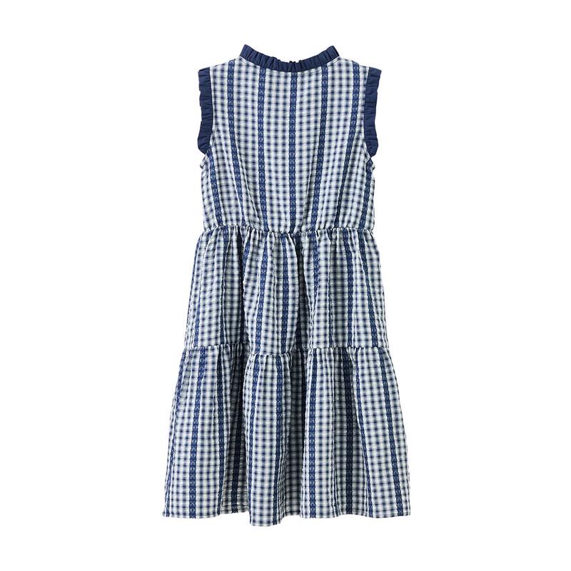 Girls' Retro Plaid Sleeveless Princess Dress