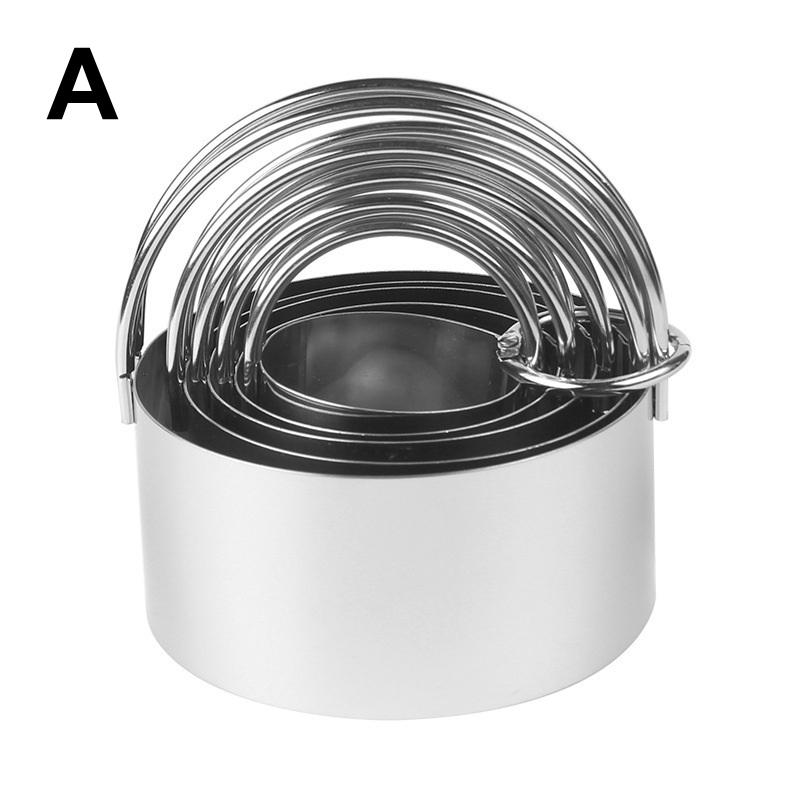 

5 Pieces/Set Biscuit Mold Set Round Stainless Steel Biscuit Tool Cookies Cutter With Handle, Professional Baking Dough Tools A