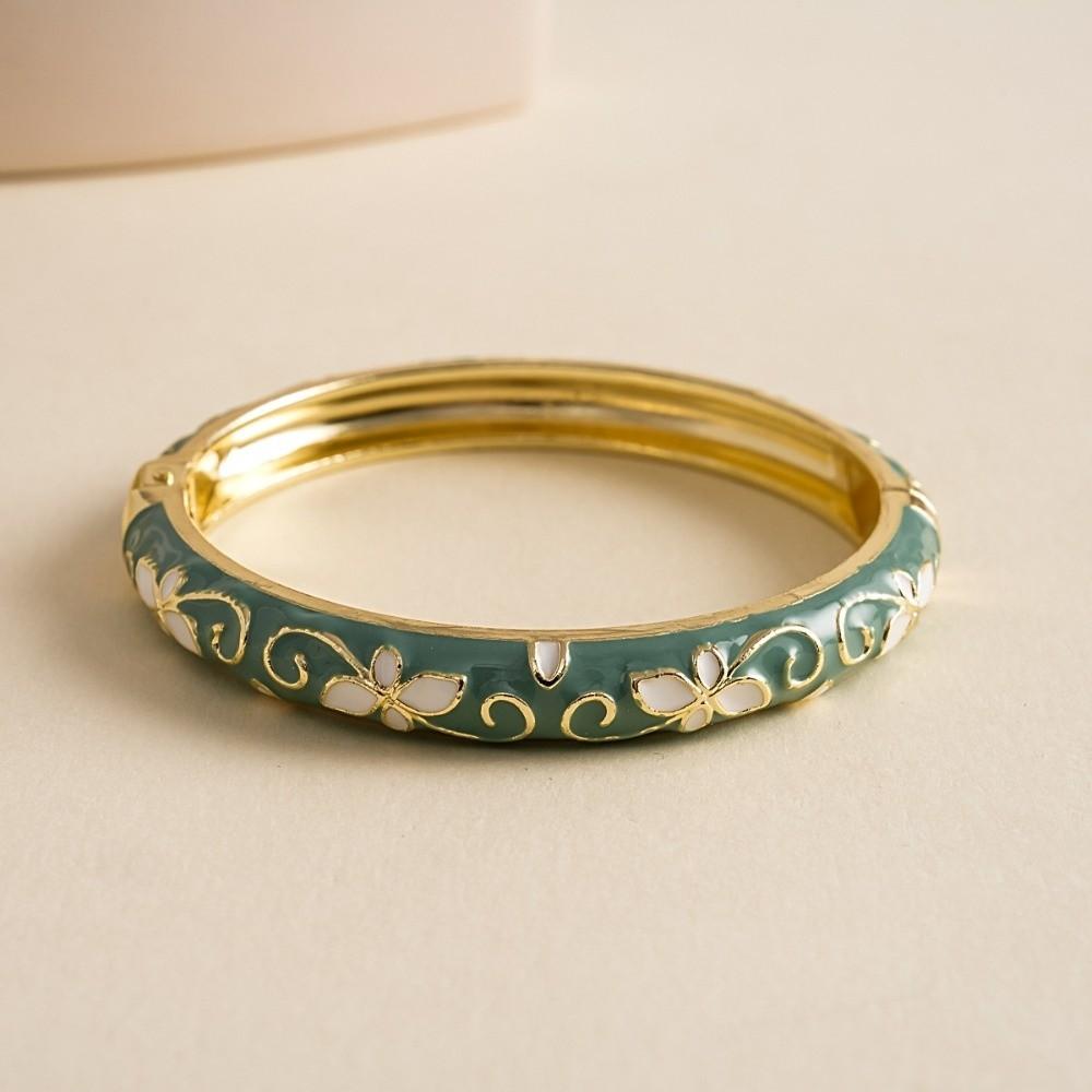 Traditional Vintage Cloisonne Bangle Chinese Women's Hand Bracelet Flower Bangle Jewelry Gifts