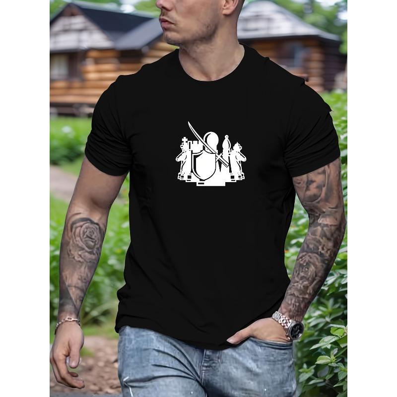 Men s Chess Pattern Summer Casual Crew Neck Short Sleeve T-Shirt M
