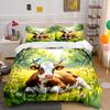 Pastoral Scene With Cow And Bird Print Soft Comfortable Duvet Cover Bedding Set Included 1*Duvet Cover  2*Pillowcases