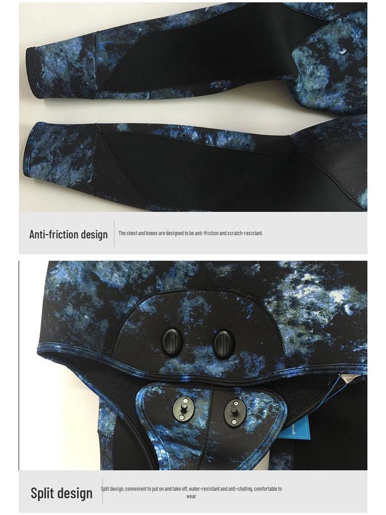 5mm Kamuflážní Neoprenový Dvoudílný Potápěčský Oblek s Fleecovou Podšívkou pro Podmořský Rybolov