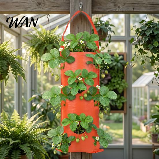 Upside Down Strawberry Planter Hanging Grow Bag Reusable Breathable Plant Garden for Higher Yields with 4 6 8 10 Planting Holes Vegetables And