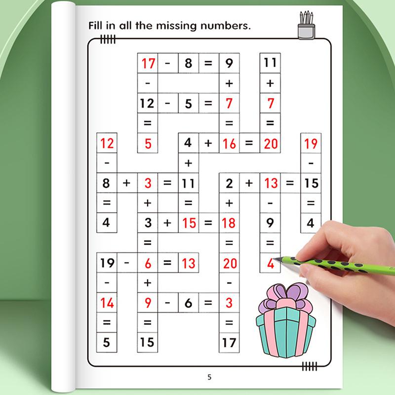 Quaderno di Matematica per Bambini dai 5 agli 8 Anni Matematica:Puzzle di matematica a cruciverba Addizione e sottrazione Quaderno di esercizi