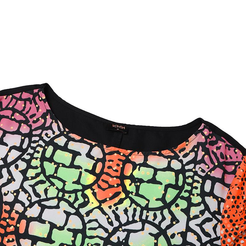 Women Plus Size Round Neck Long Sleeve Printed Loose Dresses