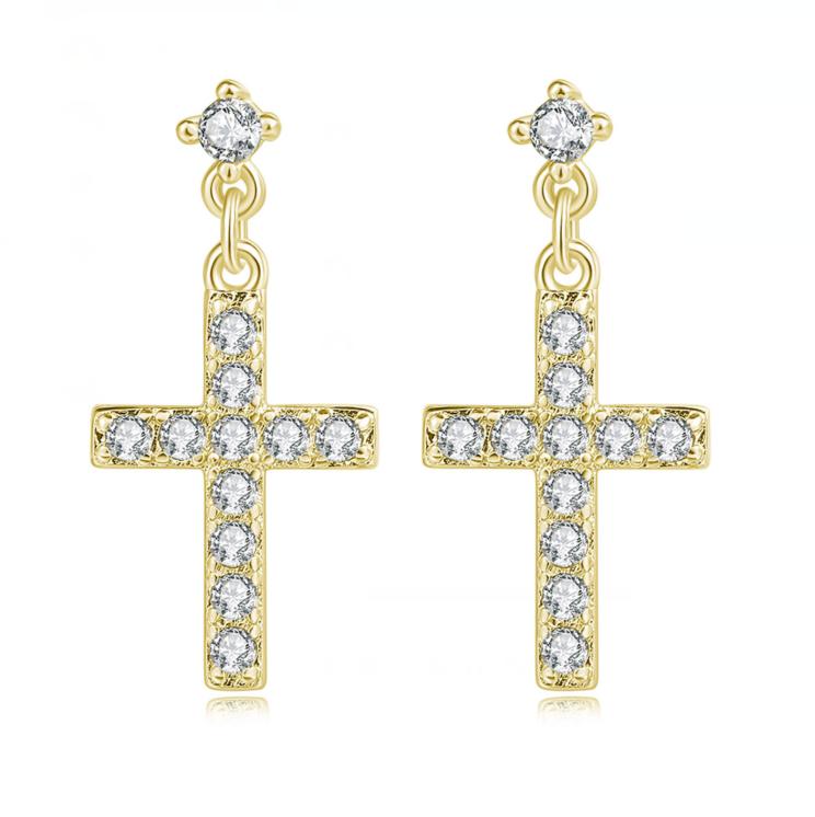Top Quality ZYE328 Classic Cross Crystal Silver Color Earring Fashion Jewelry Made with Austrian Crystal