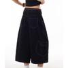 Sommer Rote Gewaschene Lockere Taschen Jeans Cropped Hosen Damen High Street Y2K Vintage Baggy Jeans Übergröße Jorts Shorts