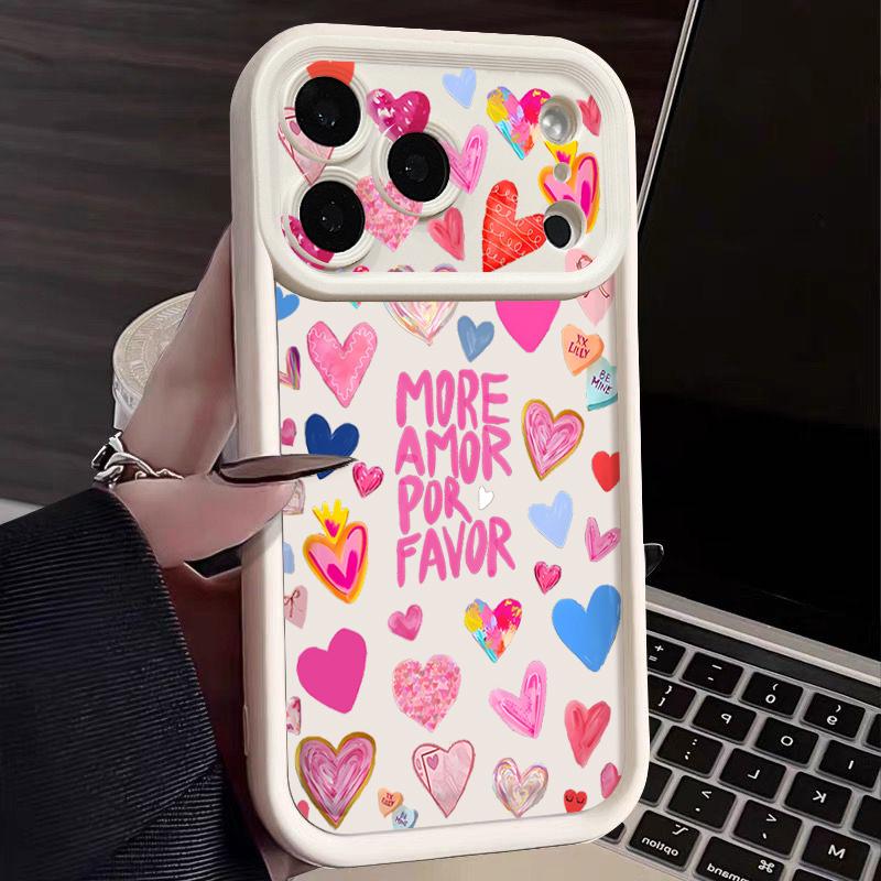 Heart Print Pattern Phone Case For iPhone Air 17 16e 16 15 Pro Max 16 14 Plus 13 12 11 Pro Max 7 8 Shockproof Soft TPU Silicone Cover