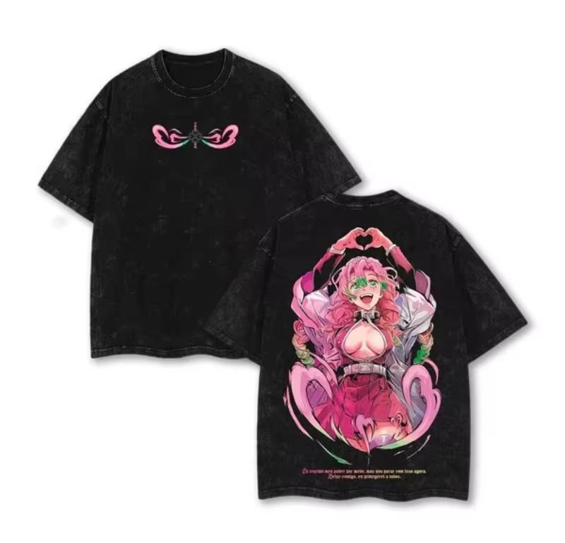 Demon Slayer Anime Man Women  Cotton Short Sleeve Tee Streetwear Vintage Washed Tshirt Casual Tops Summer Yk  New