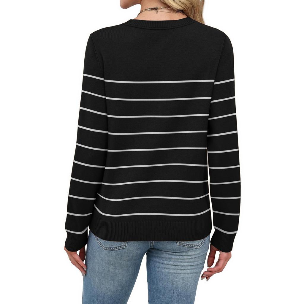 Pull Long à Manches Longues Boutonné sur le Devant et Col en V pour Femmes Deux Pièces Vieux Haut Tricoté Décontracté