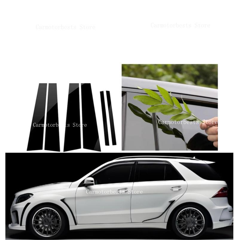6PCS Glossy Black Window B C Pillar Posts Sticker Fit For Mercedes ML-Class W166 2012-2015 Door Column B C Sticker Cover Trim