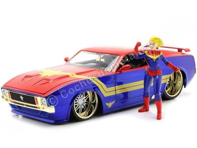 JADA TOYS Mini Voiture Taille HWR Marvel 1973 Ford Mustang Mach 1 Marvel 26068 1/24 Avec Capitaine