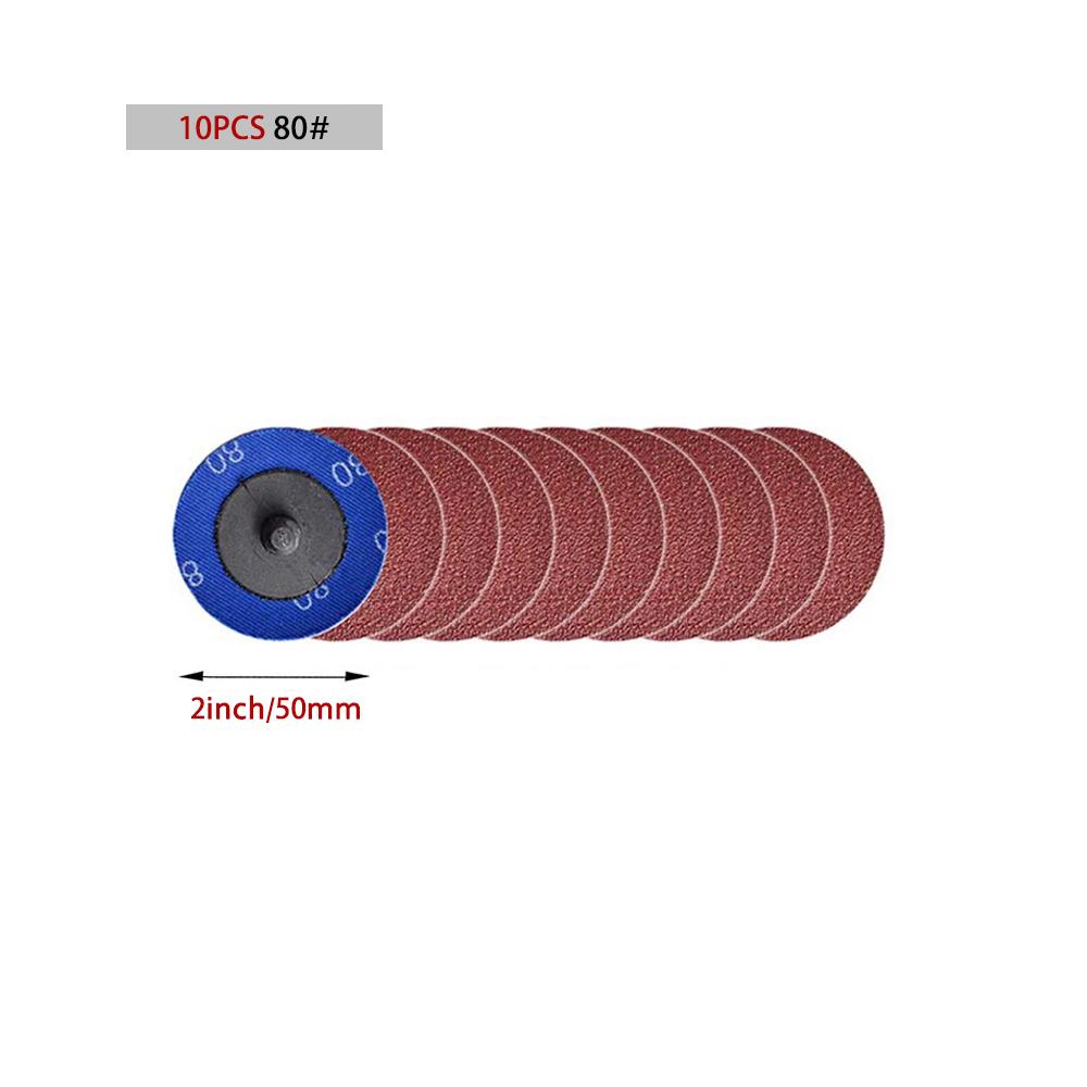 10pcs 2" Zirconia Quick Change Sanding Discs Roll Lock R-Type Sandpaper Abrasive Disc 50mm 1/4" Holder Paint Rust Removal