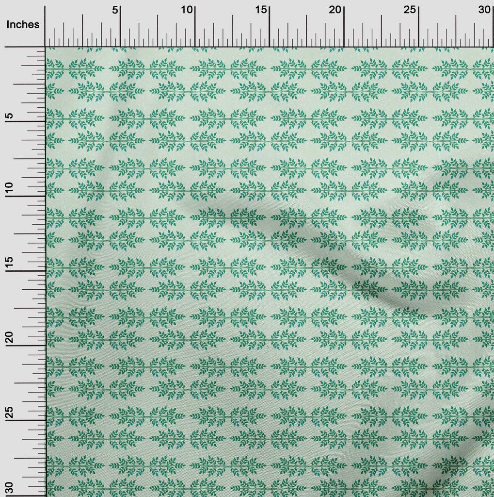 oneOone Cotton Poplin Green Fabric Asian Block Print Diy Clothing Quilting Fabric Print Fabric By Yard 42 Inch