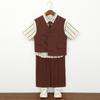 Boys 3Pcs Formal Vest Suit Set, Kids Vintage Plaid Waistcoat Pants Tie Outfit, Children Gentleman Wear for Wedding/Party/Performance 2-12Y