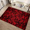 Red and Black Floral Pattern Area Rug, Modern Decorative Carpet Design Suitable for Use As an Anti-slip for Living Room Bedroom Sofas