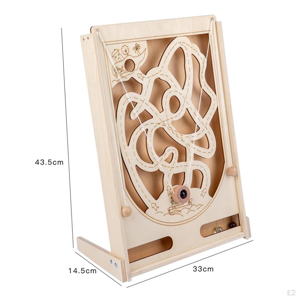 Wooden Maze Three Marbles, Game Traditional Board for Adults, Boys and Girls