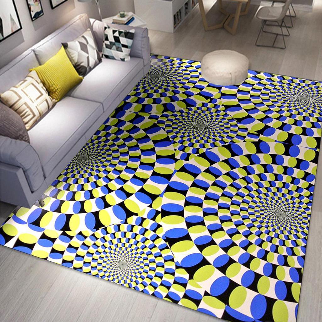 3D sūkurio iliuzijos kilimas, Kūrybingas optinis geometrinis durų kilimėlis, Abstraktaus dizaino neslystantis grindų kilimas svetainės dekoravimui