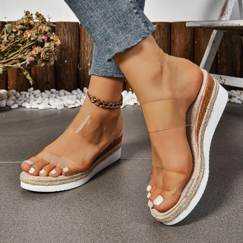 

Модная женская обувь 2025 уличные шлепанцы с открытым носком женские шлепанцы на платформе повседневные шлепанцы женские сандалии-клинья с бантом больших размеров 42