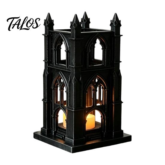 Decorative Desk Accessory Gothic Cathedral LED Candle Lantern, Church Shaped Flameless Tealight Lamp, Versatile Shelf Statue Spooky Vintage