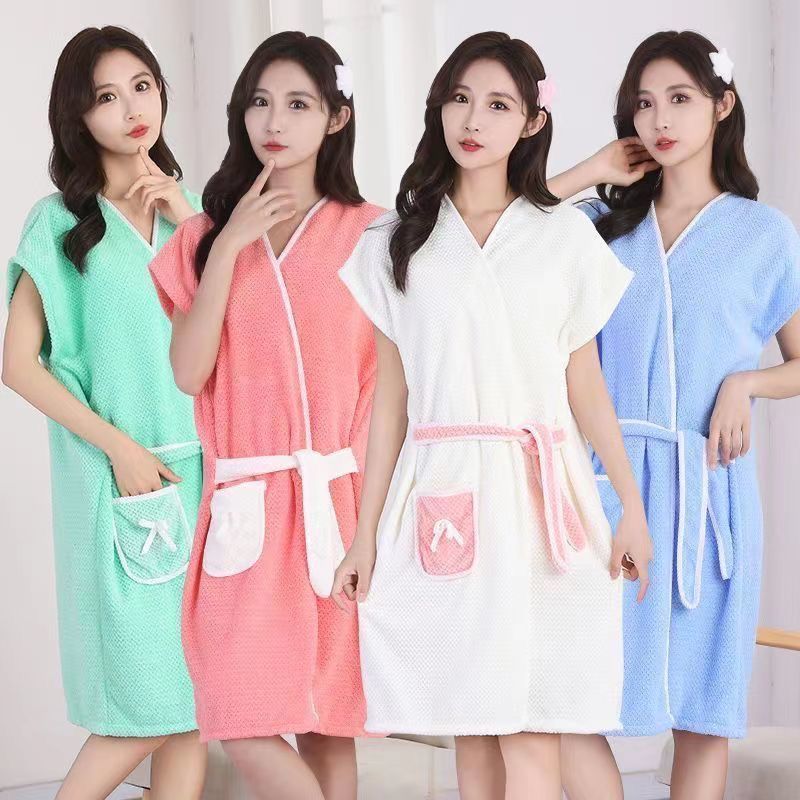 Women's Bath Towels Can Be Worn or Wrapped Shower Skirts Adult Tie Up Bathrobes Absorbent Soft