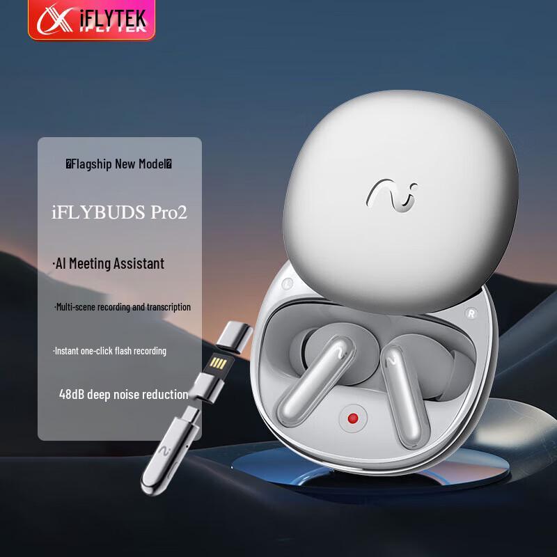 iFLYTEK iFLYBUDS Pro2 AI Recording & Noise-Canceling Conference Earphones