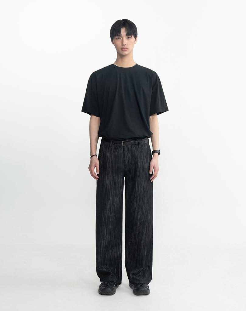 WORK ON BODY OFF Eden Slub Semi-Wide Denim Pants [Black]
