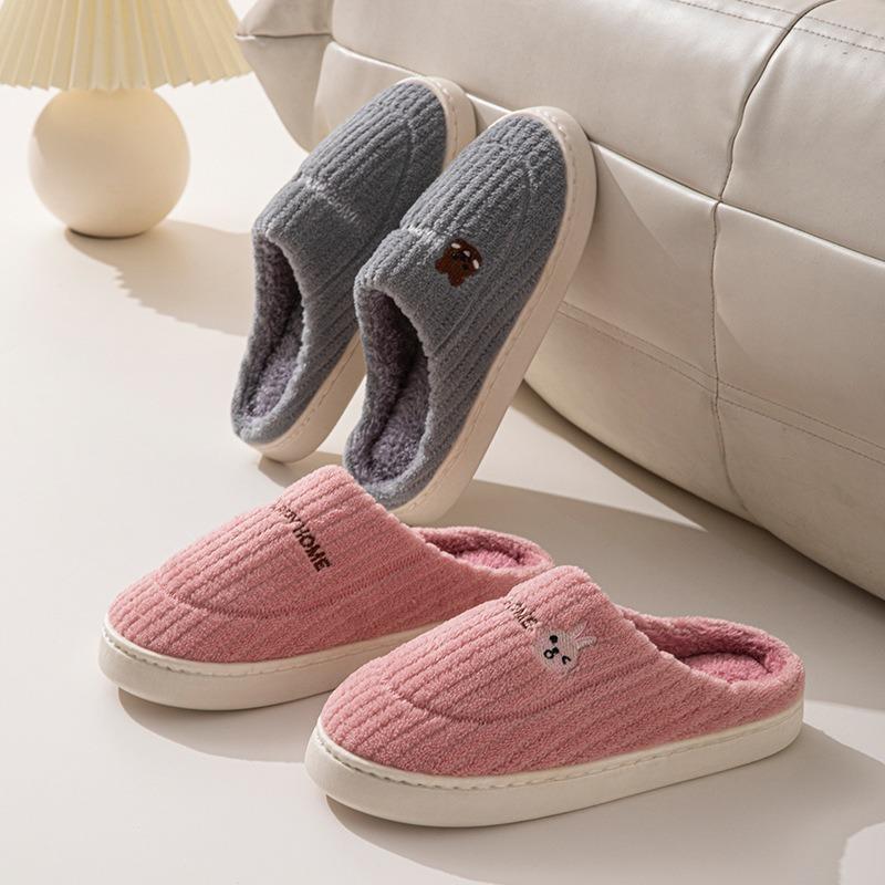 Cotton Slippers Women Autumn and Winter Couple Home Slippers Indoor Confinement Shoes Warm Cotton Shoes Non-slip Cotton Drag Men's Winter Models