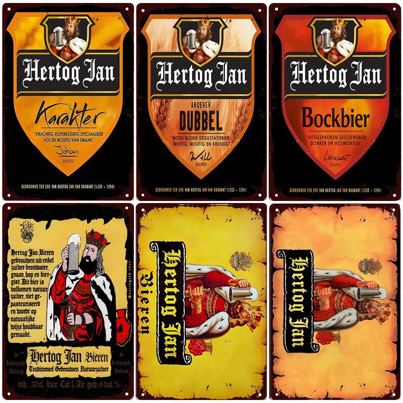 Retro Beer Posters Home Decor Plate Vintage Metal Tin Sign Hertog Jan Metal Plaque Pub Bar Wall Room Decoration