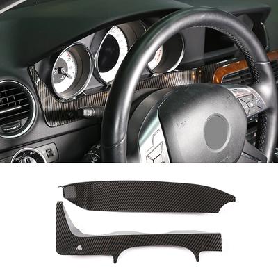 For Mercedes Benz C Class W204 2011-2013 LHD Car Styling Carbon Fiber Texture Steering Wheel Dashboard Panel Cover Frame Trim