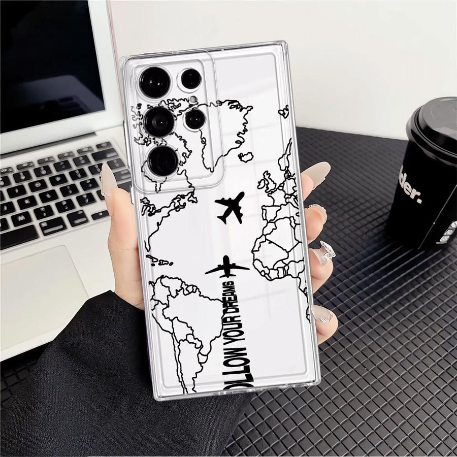 

Чехол-карта с изображением самолета для Samsung Galaxy S26 S21 Note 20 Ultra 10 S25 Edge S23 Ultra S24 S22 FE S20 Plus Galaxy S21+ 5G