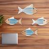 4 Pcs Rustic Wood Fish Wall Art Beach Nautical Wall Hanging Decor Ocean Coastal Theme Fish Wall Sculpture for Home Bathroom Bedroom Lake House