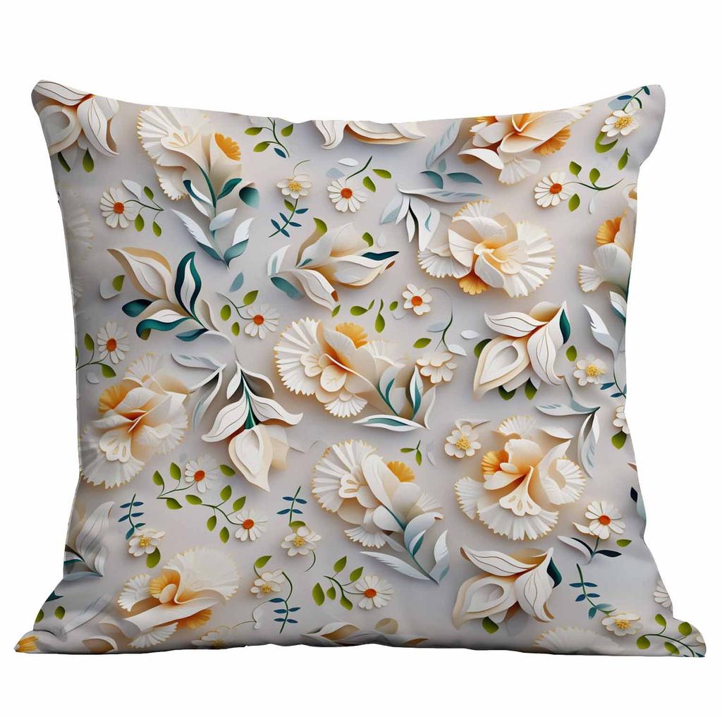 Spring and Summer 3D Floral Print Pillowcase Home Sofa Cushion Pillowcase
