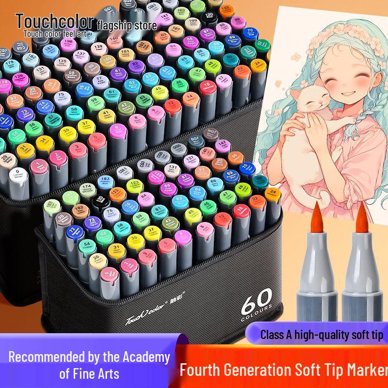 Спиртовые маркеры 4-го поколения с мягким наконечником, двусторонние, 80 цветов и 24 акварельных маркера, специально для студентов и художников 24 colors