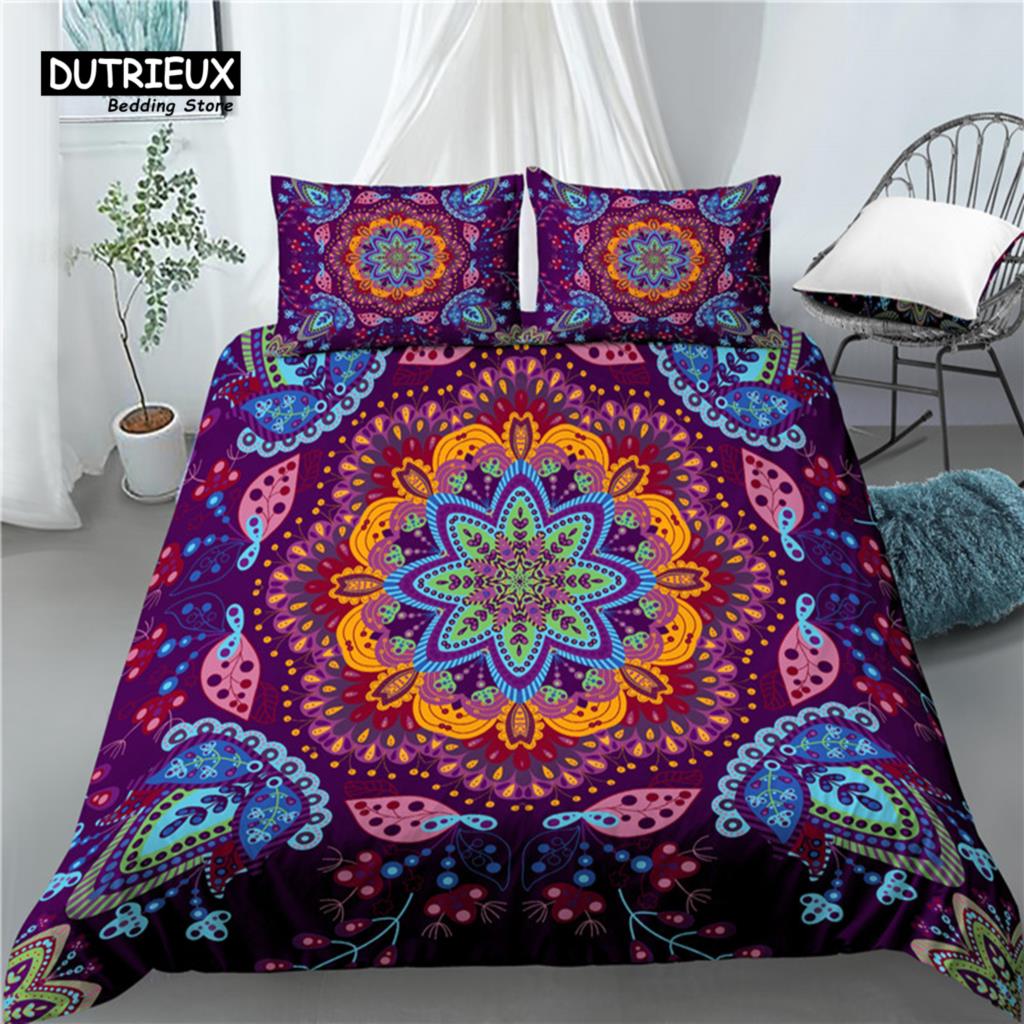 Home Living Luxury 3D Mandala Print 2/3Pcs Comfortable Duvet Cover PillowCase Bedding Sets EU/US/AU Size