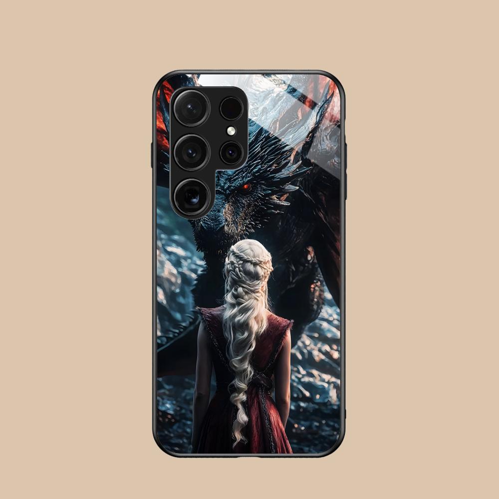 Dragon Queen Glass Mobile Phone Case for Samsung Galaxy S26 S25 S24 S23 S22 S21 S20 Note20 Plus FE Ultra Colorful Cover