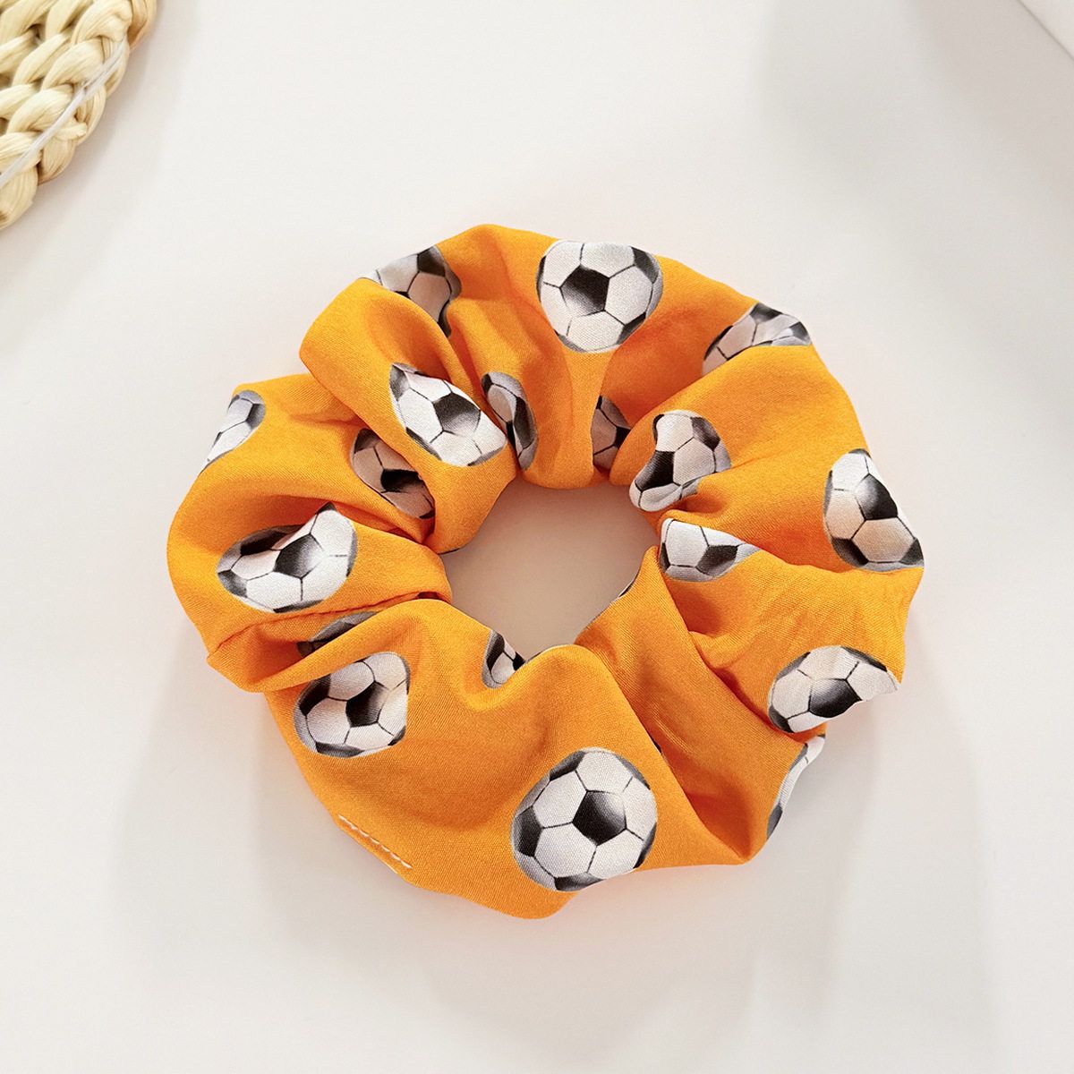 World Cup Soccer-Printed Headband  Bow-Tied Bunny Ear Headband, Hair Clip, and Hair Accessories Orange hair rope