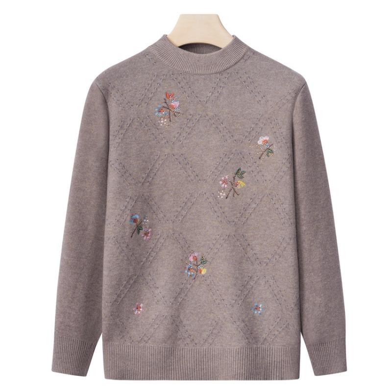 Grandma autumn women's top middle old man winter knitted sweater mother base clothes year 0 old lady sweater