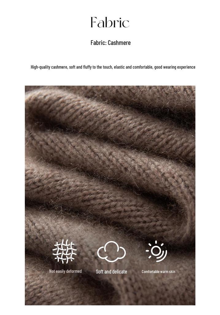 Women's 2025 Autumn/Winter Solid Color Cashmere Stand Collar Sweater - Thick, Loose, Fashionable, and Versatile Knitwear.