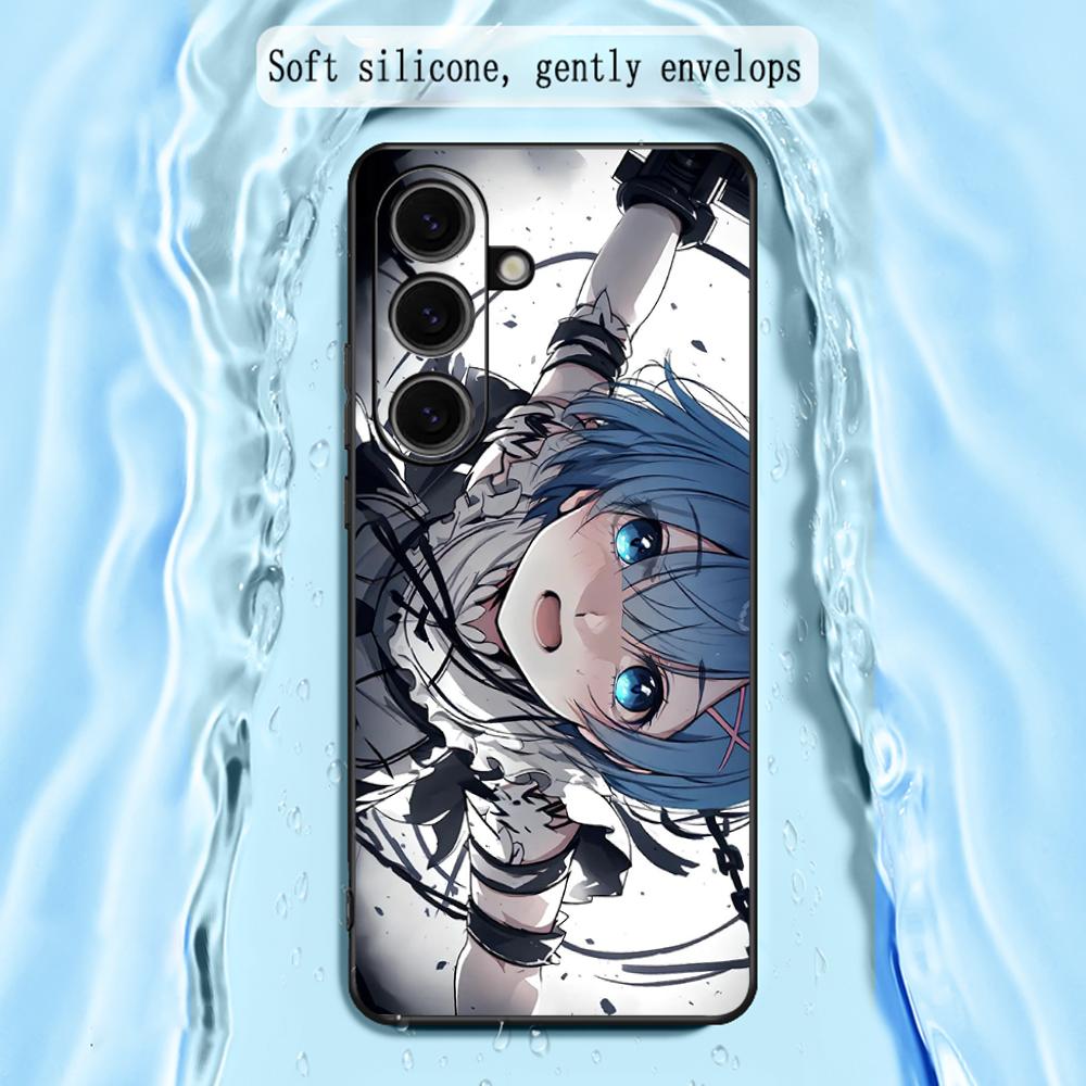 Re zero cute girl classic anime pattern Phone Case For Samsung Galaxy S26 S25 S24 S23 S22 S21 Plus Ultra Note20 Soft Black