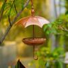 Umbrella-Shaped Bird Feeder Rustic Outdoor Wildbird Feeder with Rain Guard Decorative Hanging Platform Seeds Tray for Courtyard Balcony