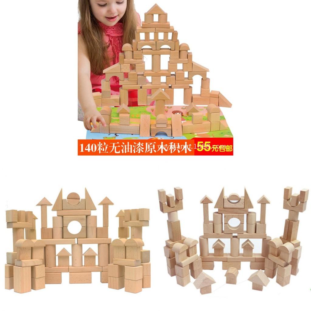 Wooden Construction Toddler Blocks With Natural Finish For Learning Educational