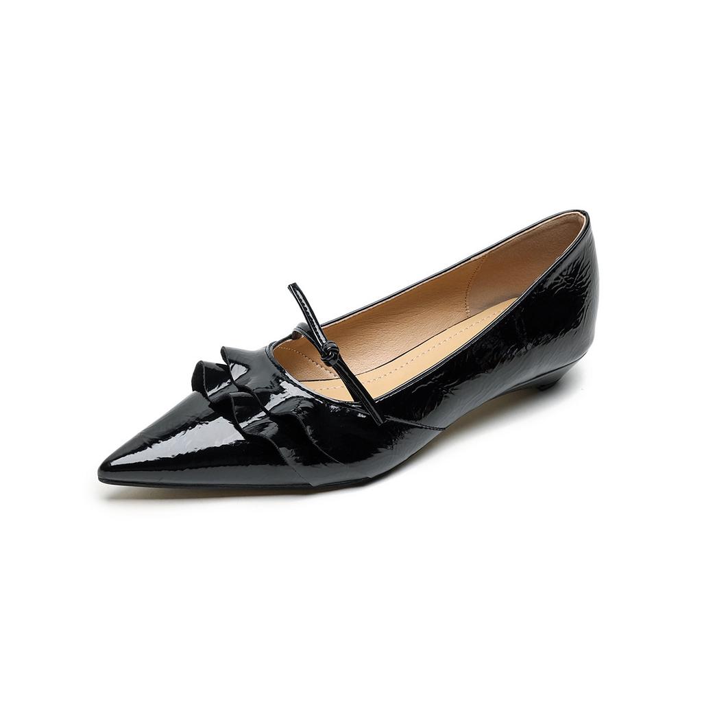 Retro Lotusblattspitze spitzer Zeh flacher Ausschnitt Ein-Riemen Mary Jane Schuhe Design Nische lässig vielseitig Pendlerschuhe