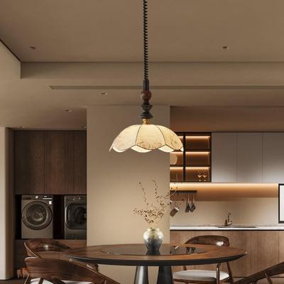 Chinese-Style Pendant Lamp: French Retro Bedside, Study, Dining, Bar Lighting with Eye-Protection Fabric Shade