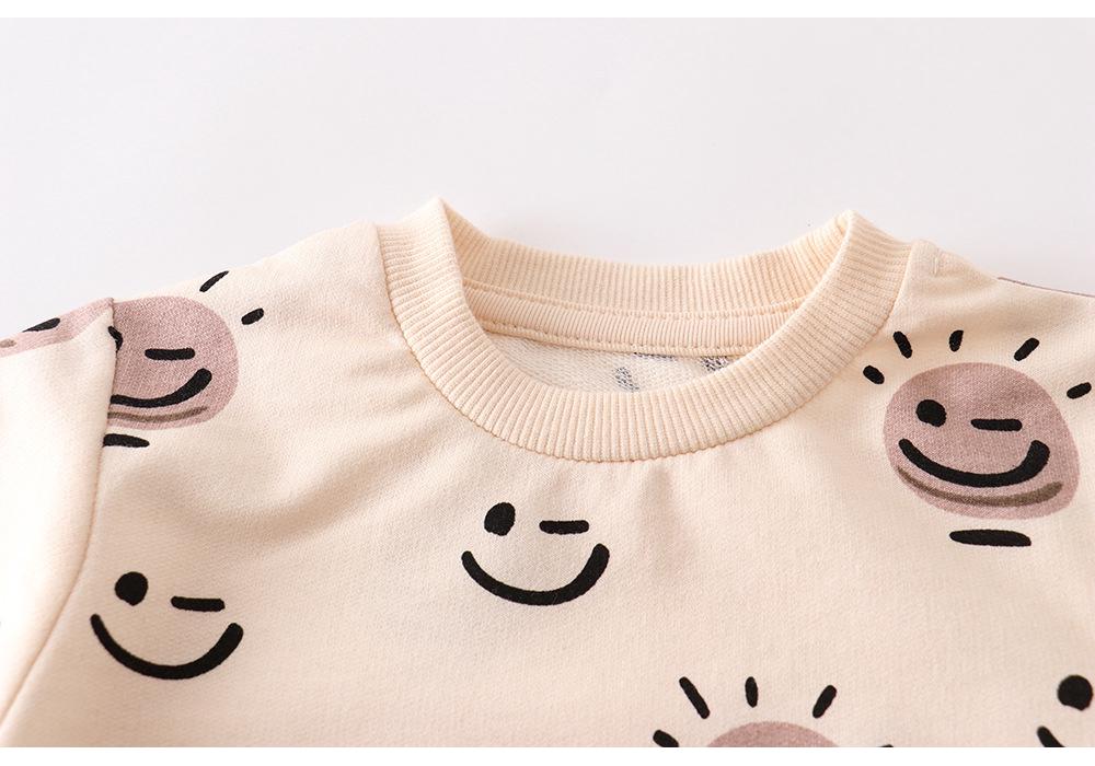 Autumn Cartoon Long-Sleeve Round Neck Sweatshirt for Girls - Casual Cotton Terry Kids' Top