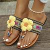 Fashion 2025 Bohemia Flower Flats Slippers Women Beach Vacation Clip Toe Sandals Woman Fashion Embroidery Non Slip Flip Flops Female 43