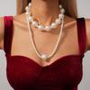 Baroque Imitation Pearl Beaded Double Pendant Sweater Chain Temperament Fashionable and Elegant Necklace