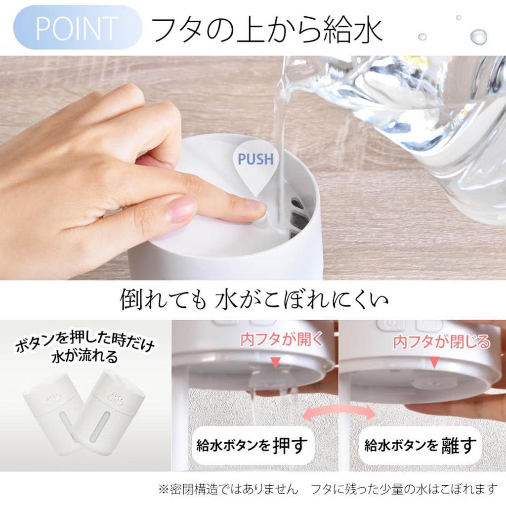 OHM Electric Mini Tabletop USB Refills with with LED Humidifier, Powered, Lid, White, Light, KIS-UK400C-W (08-1426)