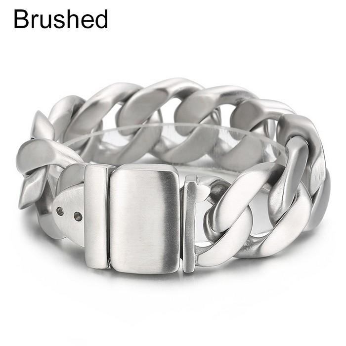 25mm Vintage Chunky Heavy Punk Bracelet Male Stainless Steel Brushed Link Chain Bracelet Matte Wide Hand Wrist Chain Jewelry