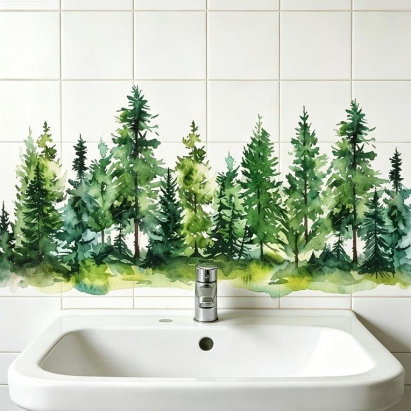 Fresh Floral Wall Sticker Waterproof Removable Peel & Stick Decal for Bathroom Sink Backsplash Home Wall Decor
